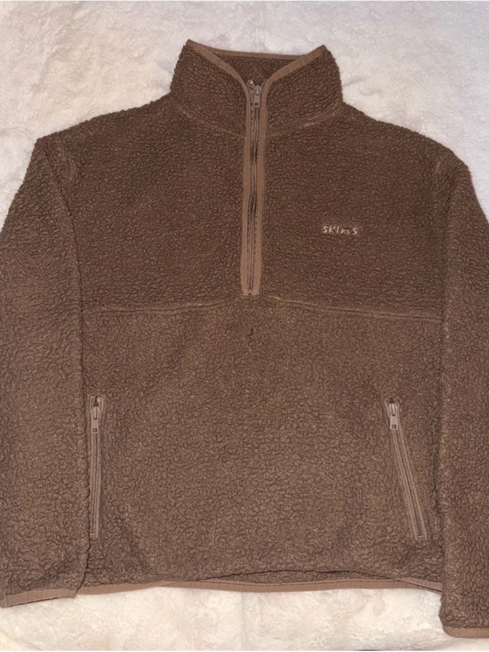 SKIMS Brown 1/4 Quarter Zip Collared Lightweight Long Sleeve Jacket Women's XS